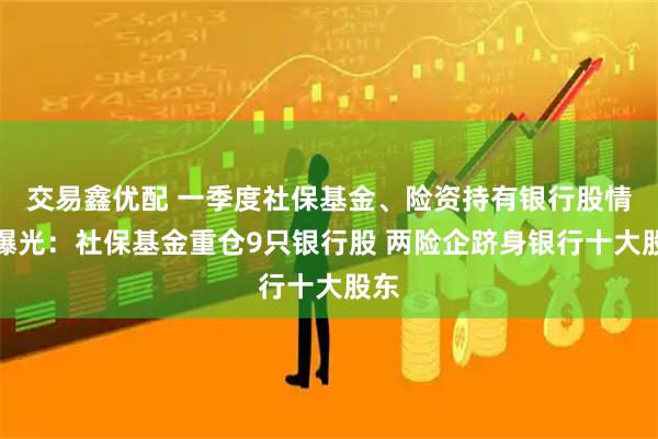 交易鑫优配 一季度社保基金、险资持有银行股情况曝光：社保基金重仓9只银行股 两险企跻身银行十大股东